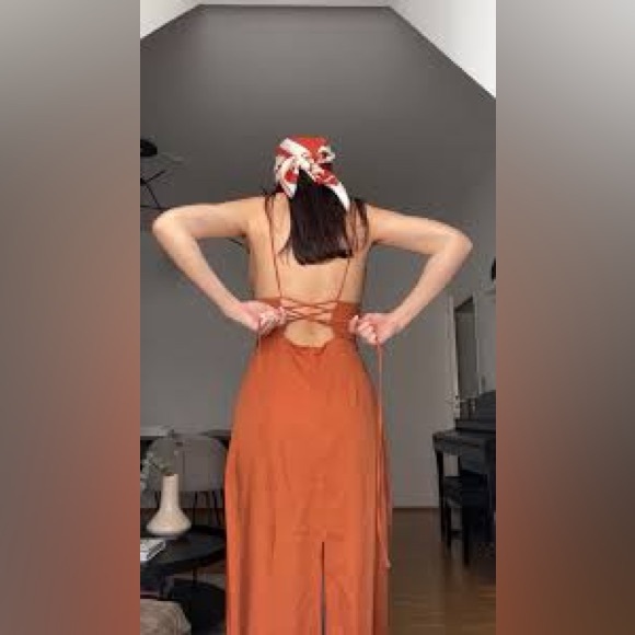 Zara Linen Blend Midi Dress NWT - Picture 3 of 8